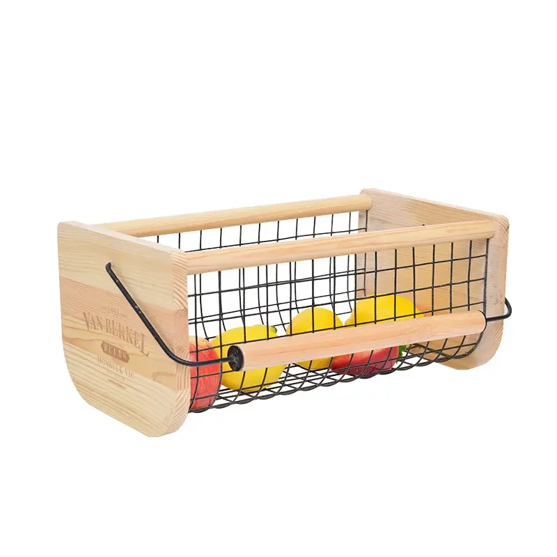 Huangtu Wooden Large Capacity Garden Harvest Storage Basket Vegetables Tomato Fruit Garden Hod Basket