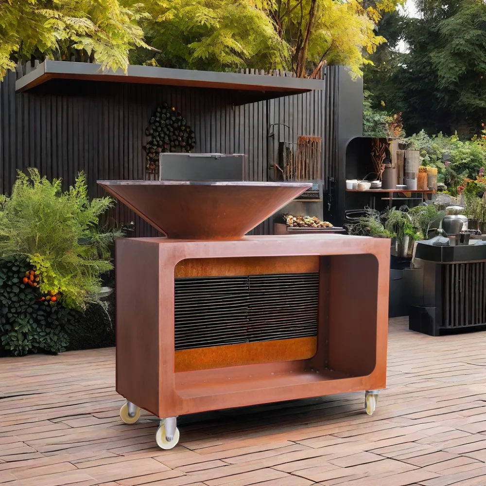 Открытый сад ржавчины corten bbq купить барбекю гриль большой