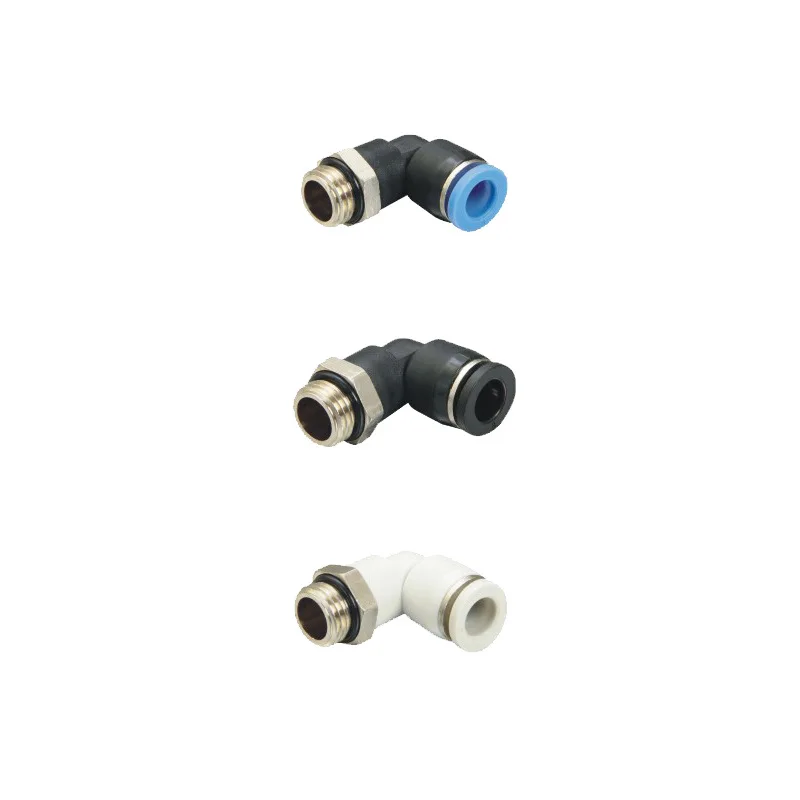 Male Elbow Connector Pneumatic Air Tube Fittings L Type Coupling Quick Black Plastic Pneumatic Fittings For Air Hose Tube