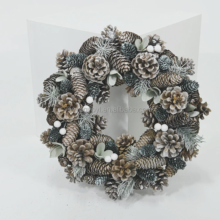Pinecone wholesale beautiful front-door decoration wreaths new Christmas product for Cheap hanging festival wreaths