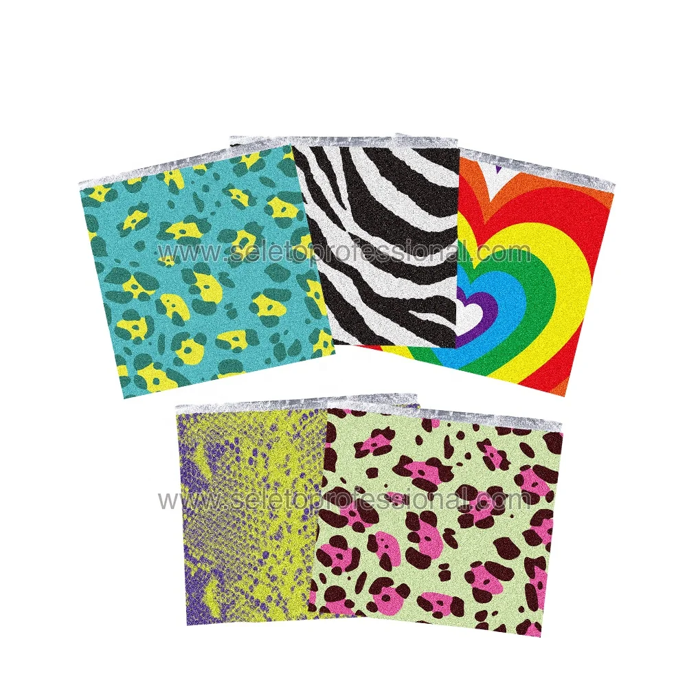 Hot sales Color Foils For Hairdressers POP-UP 15micron Embossed Leopard Pattern Aluminum Foil Roll Hairdressing foil Sheets