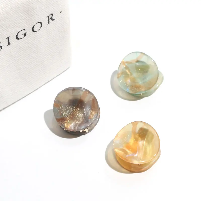 XinMei full round acrylic hair claw clip resin plastic tiny claw jaw clip for girls thin hair accessories glitter crab claw clip