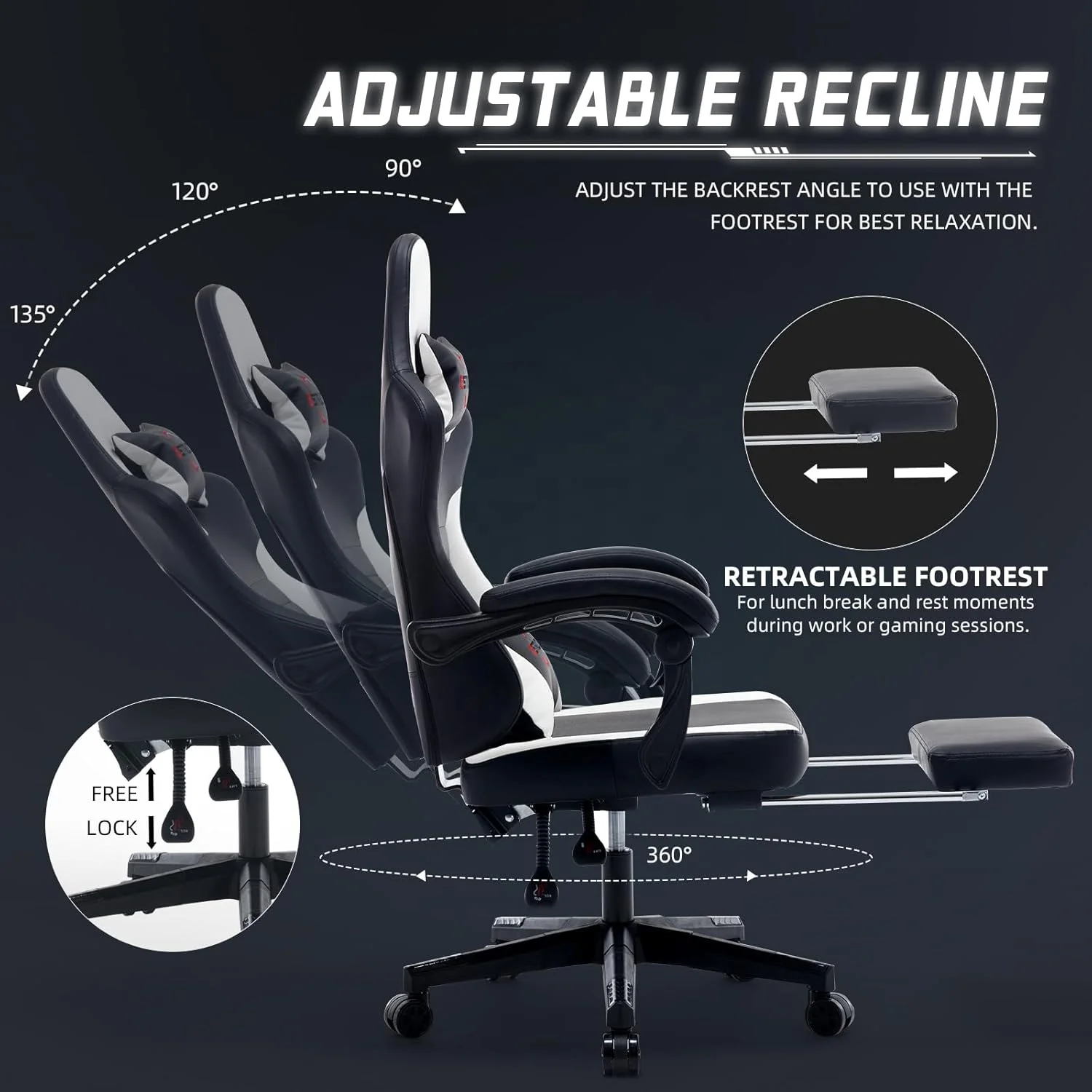Silla Gamer china wholesale Computer pu leather gaming chair Black and White chair Modern Swivel Lift gaming chair for gamer