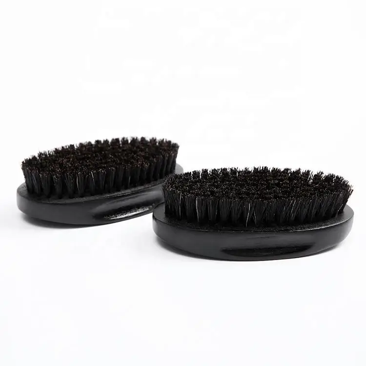 Professional Black Wood Salon Custom Logo Curved Handle Beard Wave Brush For Men