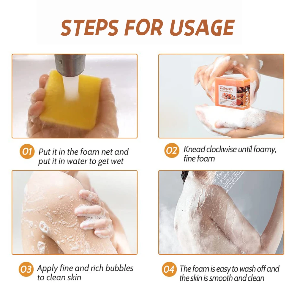 Wholesale Skin Care Shower Bath Soap Bar Skin Lightening Anti Acne Deep Cleansing Natural Turmeric Soap