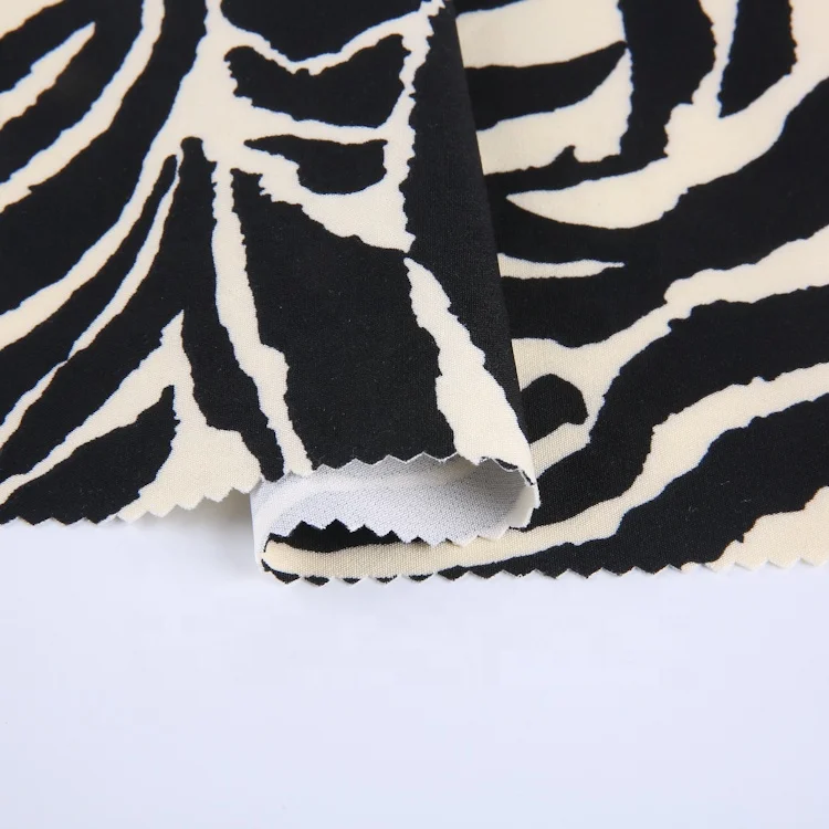 woven 96% poly 4%spandex animal zebra leopard pattern print fabric custom double layer 4 way stretch fabric for clothing