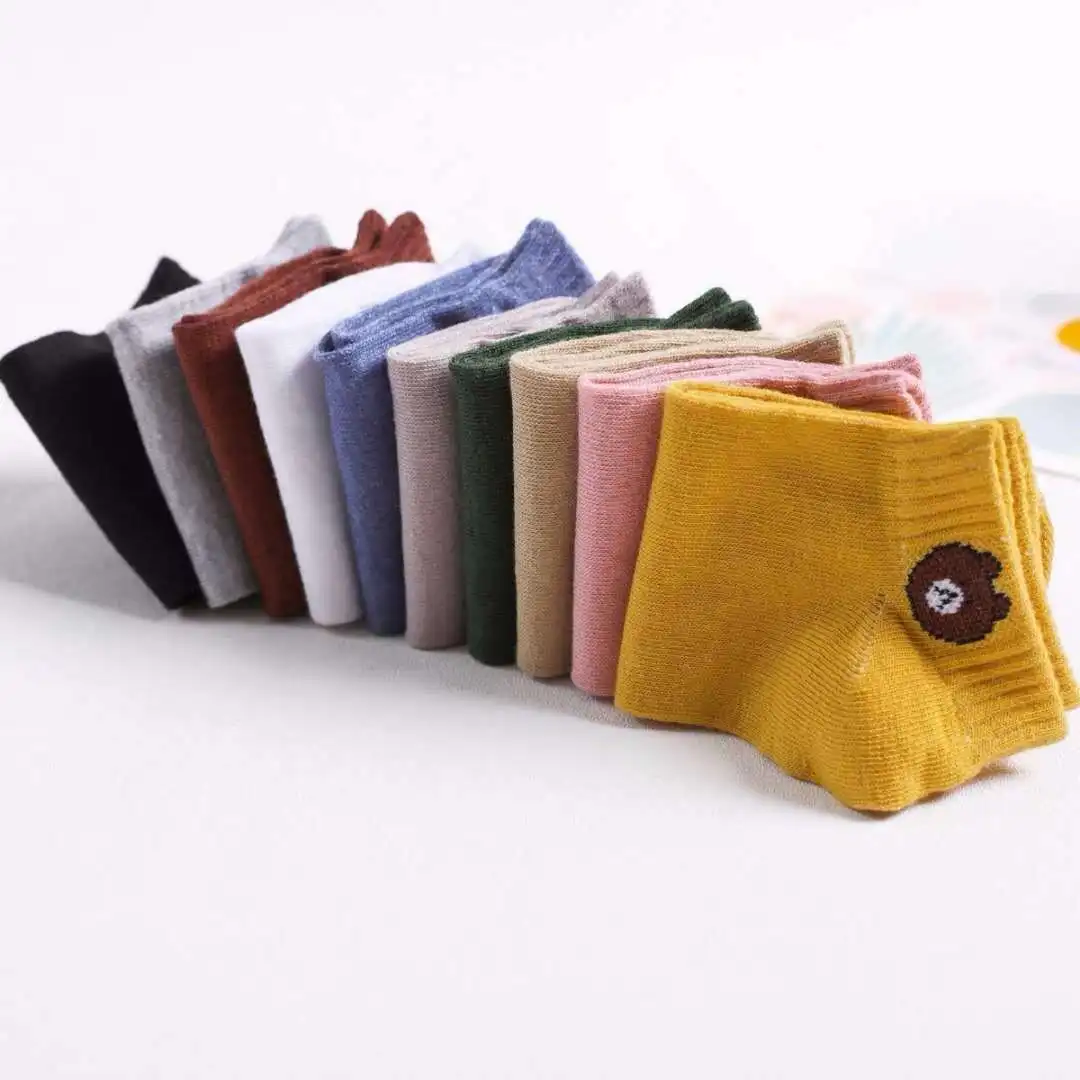 Лидер продаж; Тонкие Носки с рисунком медведя; Женские носки с героями мультфильмов; 10 пар в упаковке; 10 цветов