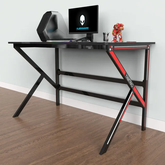 High Quality Structurally Stable Heavy Duty MDF Gamer Laptop Stand Home Gaming Table RGB E-Sports Computer Pc Desk/