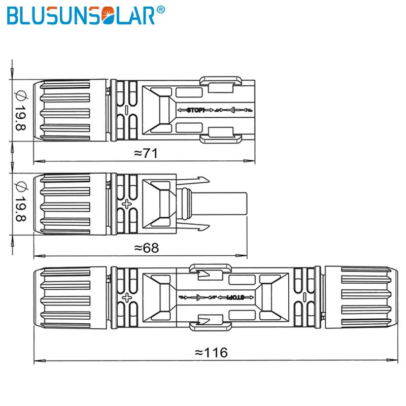 1500V Quick Lock  IP68 Solar Connector Solar Cable  Connector for 4-6mm2 cable