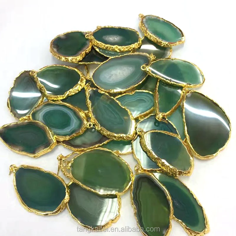 Wholesale quality irregular gold-plated edge agate piece exquisite necklace pendant