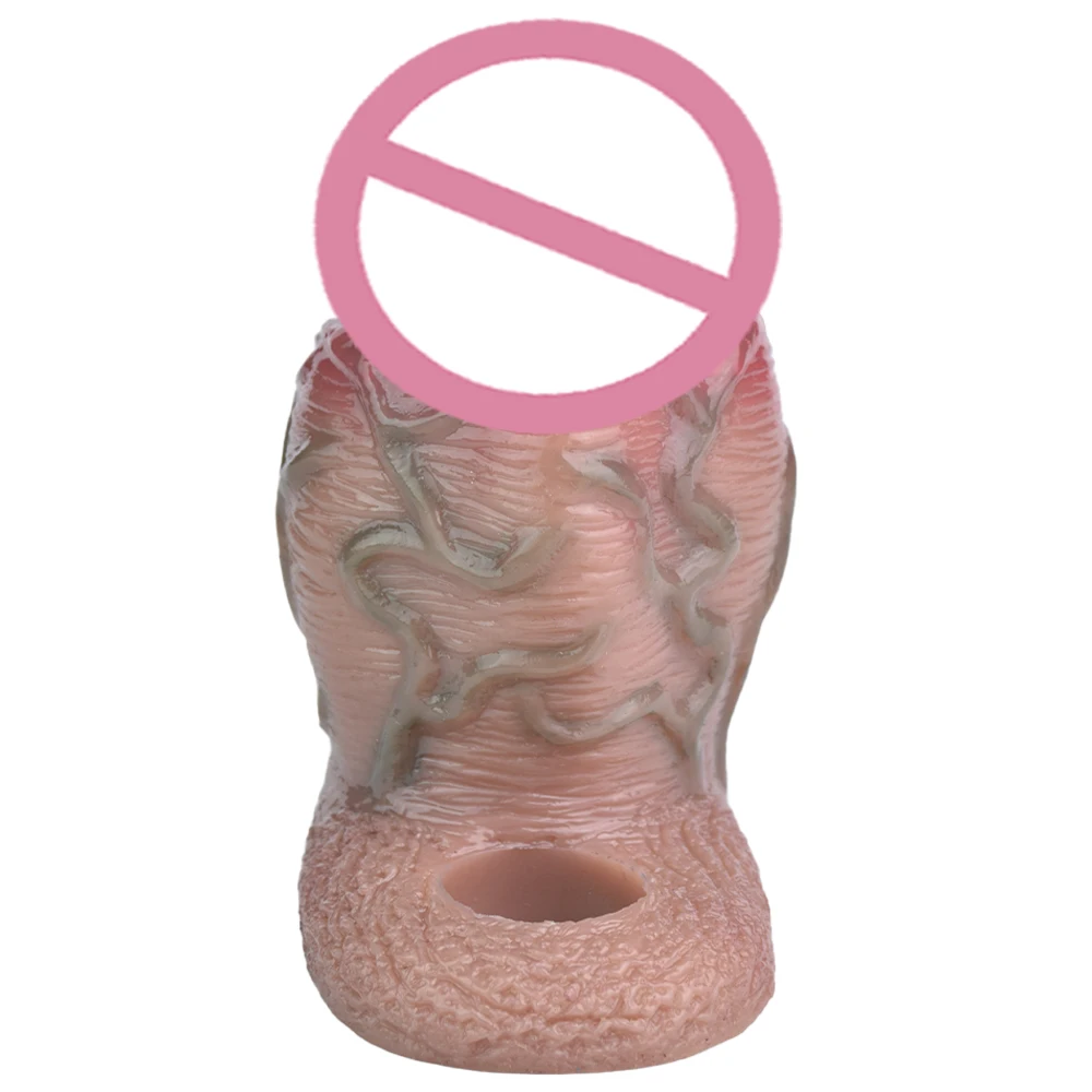 New Design Realistic Textured Cock Enlargement Sheath With Anti-off Ring Penis real Sleeve For Men Delayed Ejaculation Sex Toy