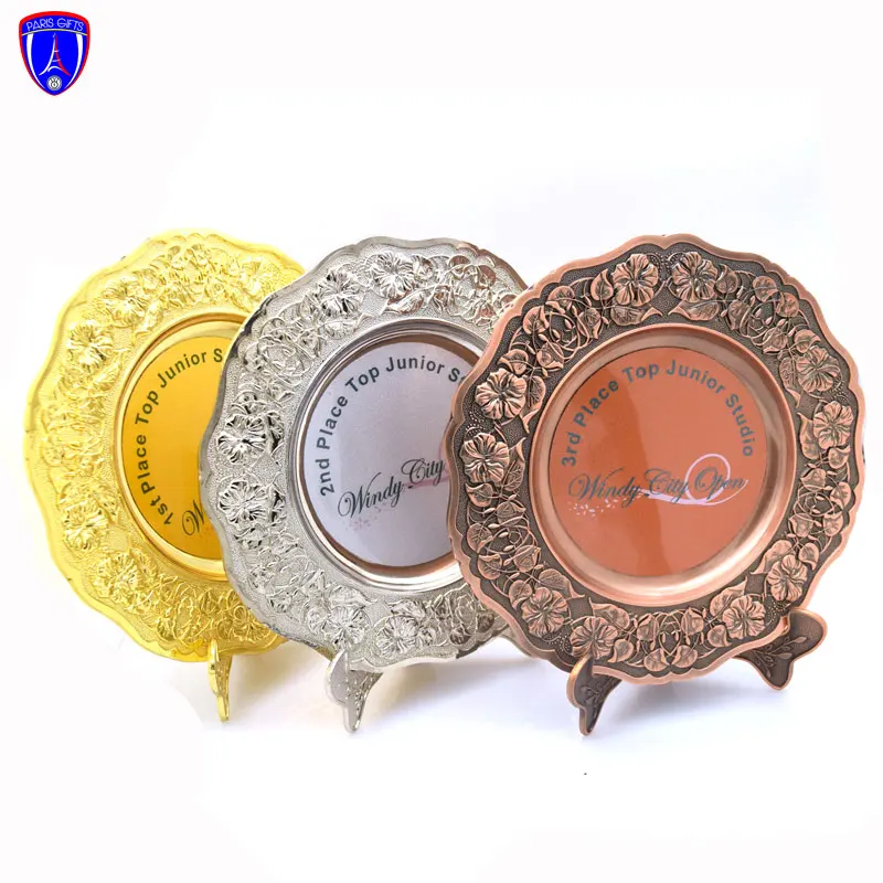 Custom Plate Gold Silver bronze Antique color Souvenirs Metal Plate commemorative plate