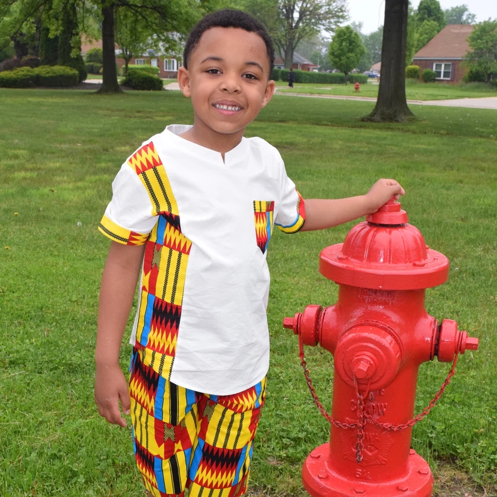 2022 Summer African print style Kids Clothes Kids Ankara Two Piece Set Casual Wear