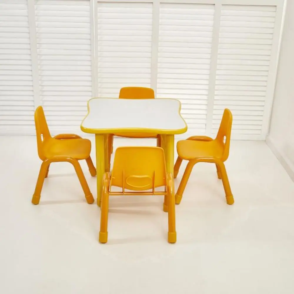 Colorful Kids Study Plastic Rectangular Table and Chair Set for Kindergarten Furniture