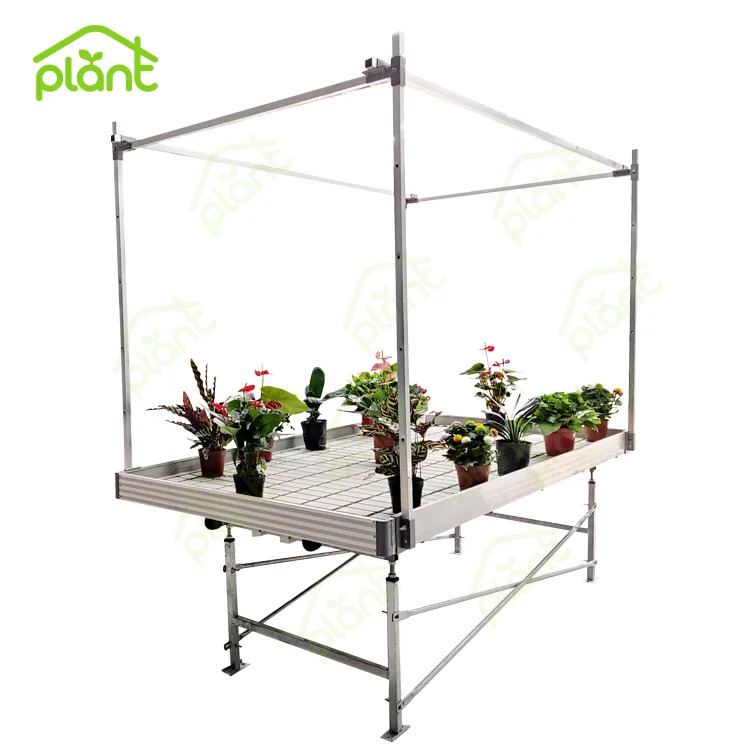 Factory Direct Sale 4x8ft hydroponic rolling benches Ebb Flow Flood Tables with Vertical Poles