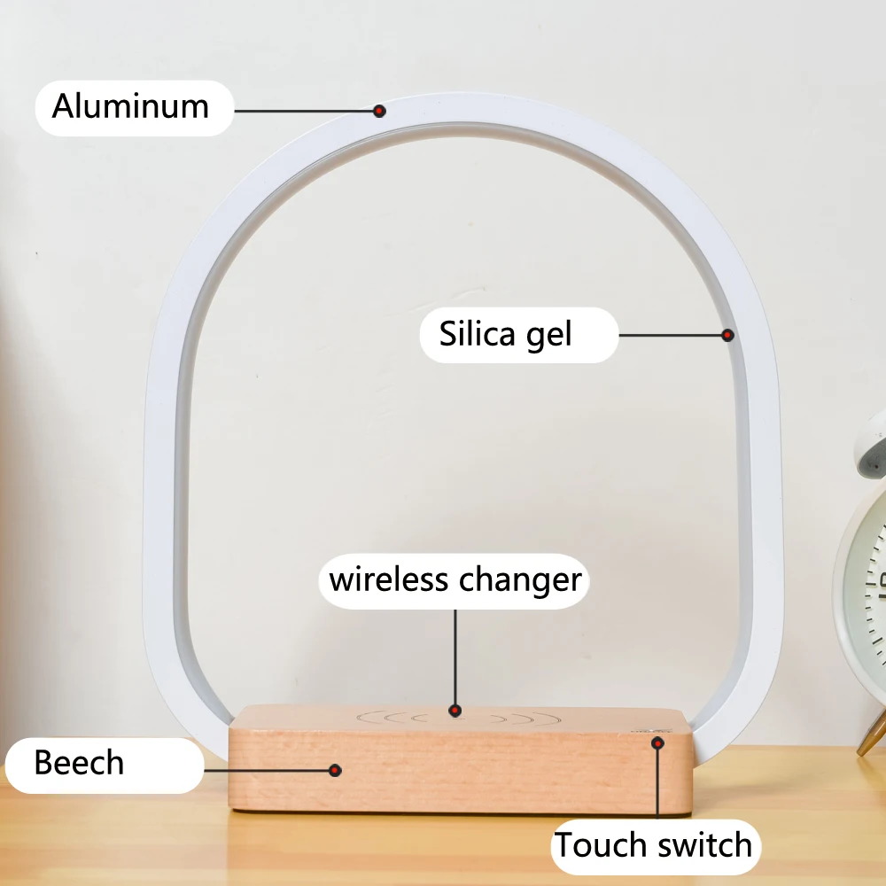 Amazon Sensor USB Charging LED Mood Desk Light Wooden Smart Sensing Induction Table Lamp Wireless Lamp Light