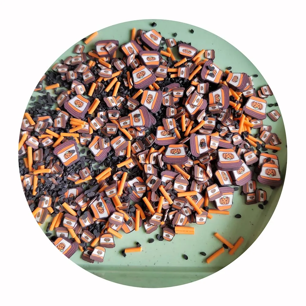 Hot Selling DIY Slime Supplies Filler Craft Christmas Coffee Cup Black Sesame Long Orange Candy Sprinkles Mixture Clay Slices