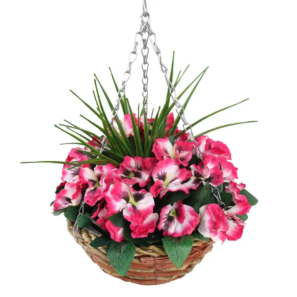Hot Sale Home Office Decor Artificial Natural Plant Hanging Color Flower with Basket