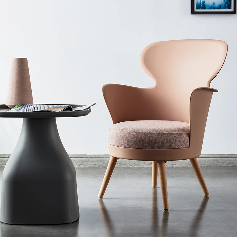 Nordic Fabric Single Sofa Balcony Bedroom Cute Solid Wood Small Sofa Simple Business Reception