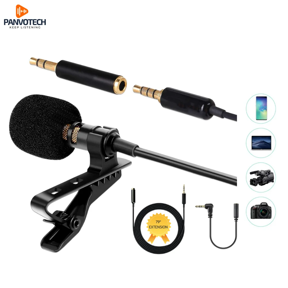 Panvotech Classroom Camera Microphone Condenser Recording Cell Phone Lapel Microphone For Teaching Teachers