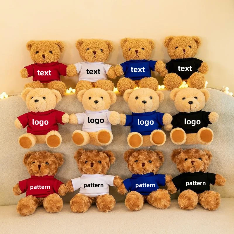 Moiemias Toys Cheap Promotional Gifts White Black Shirt Custom Cute Stuffed Animal Custom Logo Plush Teddy Bear With T-shirt