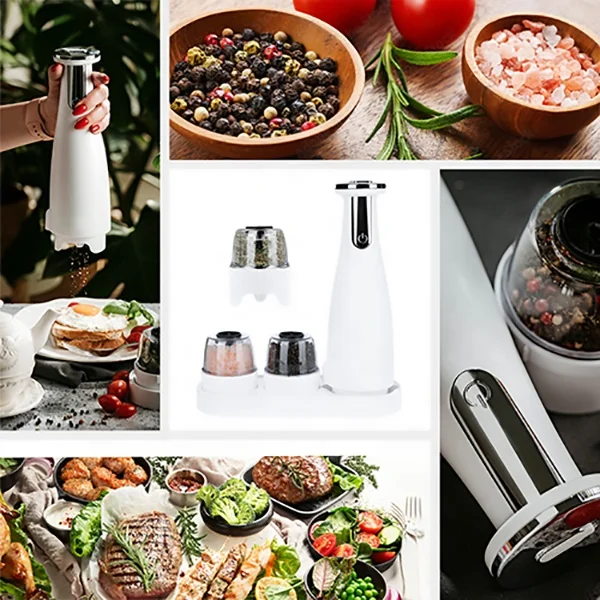 Portable USB Powered Electric Pepper Salt Miller Made of Durable Plastic for Household Outdoor Use with One-Button Operation