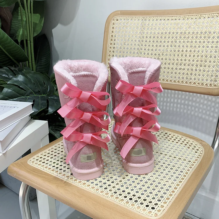 Factory Direct Wholesale Winter Warm Sheepskin Fur Boots Waterproof Furry Uggh Snow Boots For Women