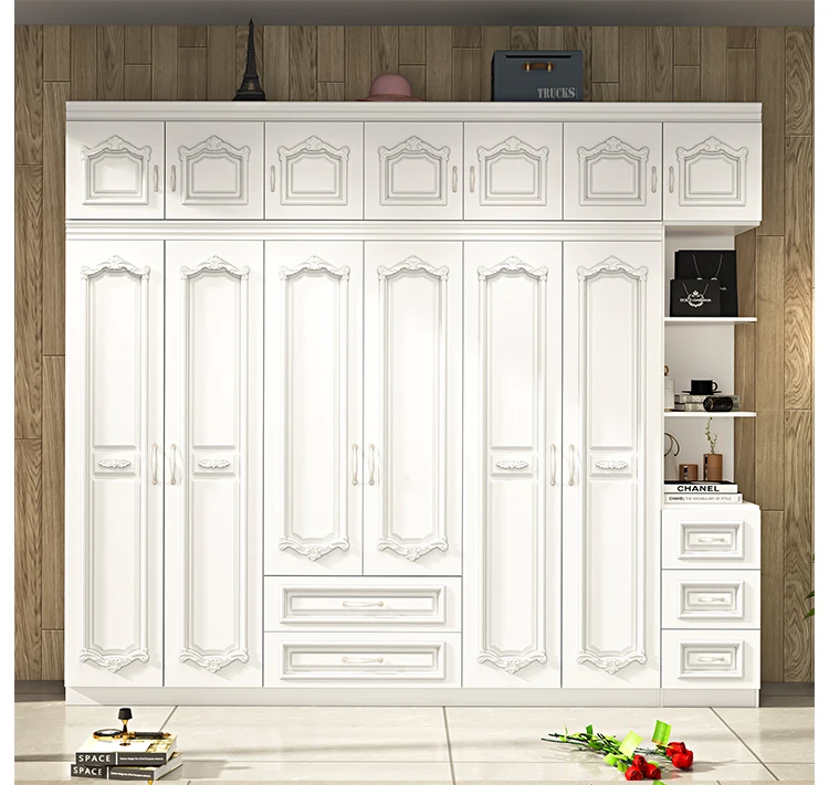 Шкаф в европейском французском пасторальном стиле для спальни четырехдверный трехдверный двухсторонний шкаф большой