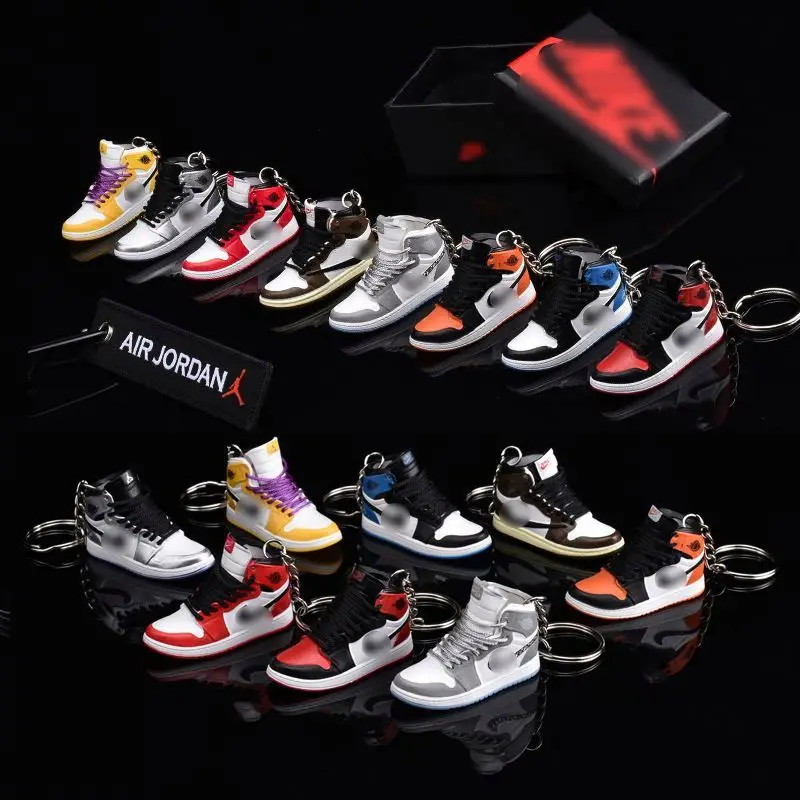 145 styles Wholesale 3D Mini Sneakers AJ shoes shoes Keychain Model cute keychains with box