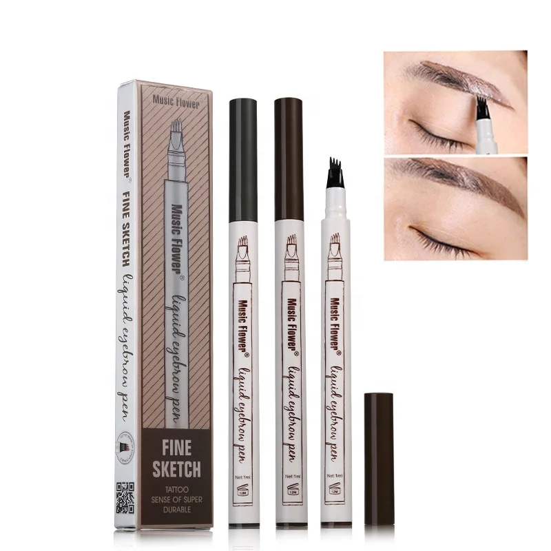 Music Flower Best Selling Micro Four Fork Tip Eyebrow Tattoo Pencil Waterproof Liquid Cosmetic Art Microblading Eyebrow Pen