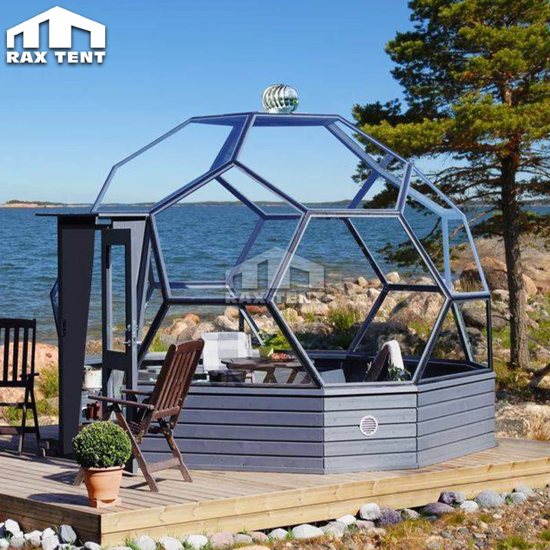 Transparent Glass Igloo Dome Greenhouse Sunroom in Garden