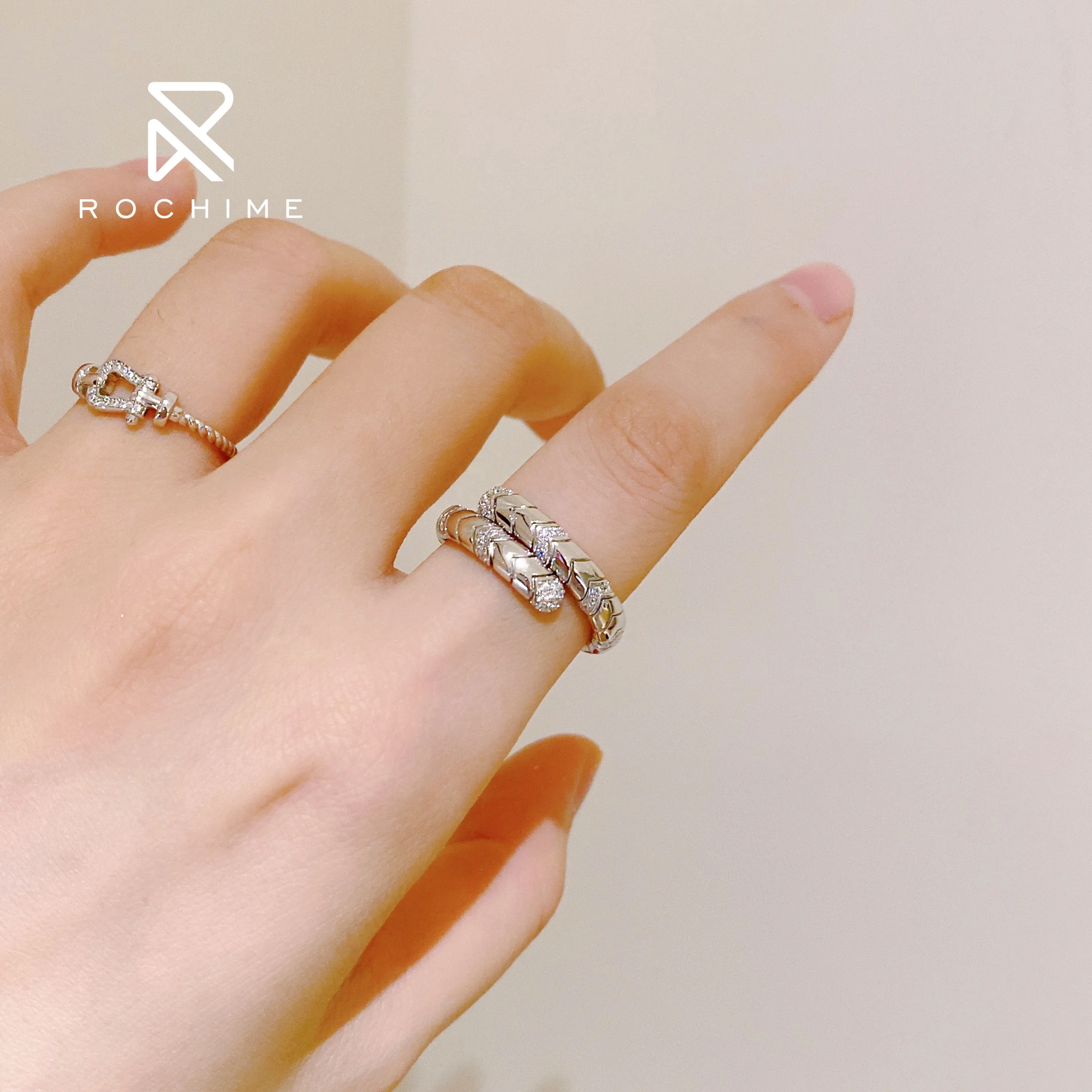 Rochime  vintage  double Spiral  snake ring  yellow gold plated open ring luxury fine jewelry for female