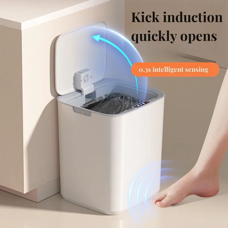 large capacity 20L smart sensor automatic trash can for bathroom with trash bag storge box