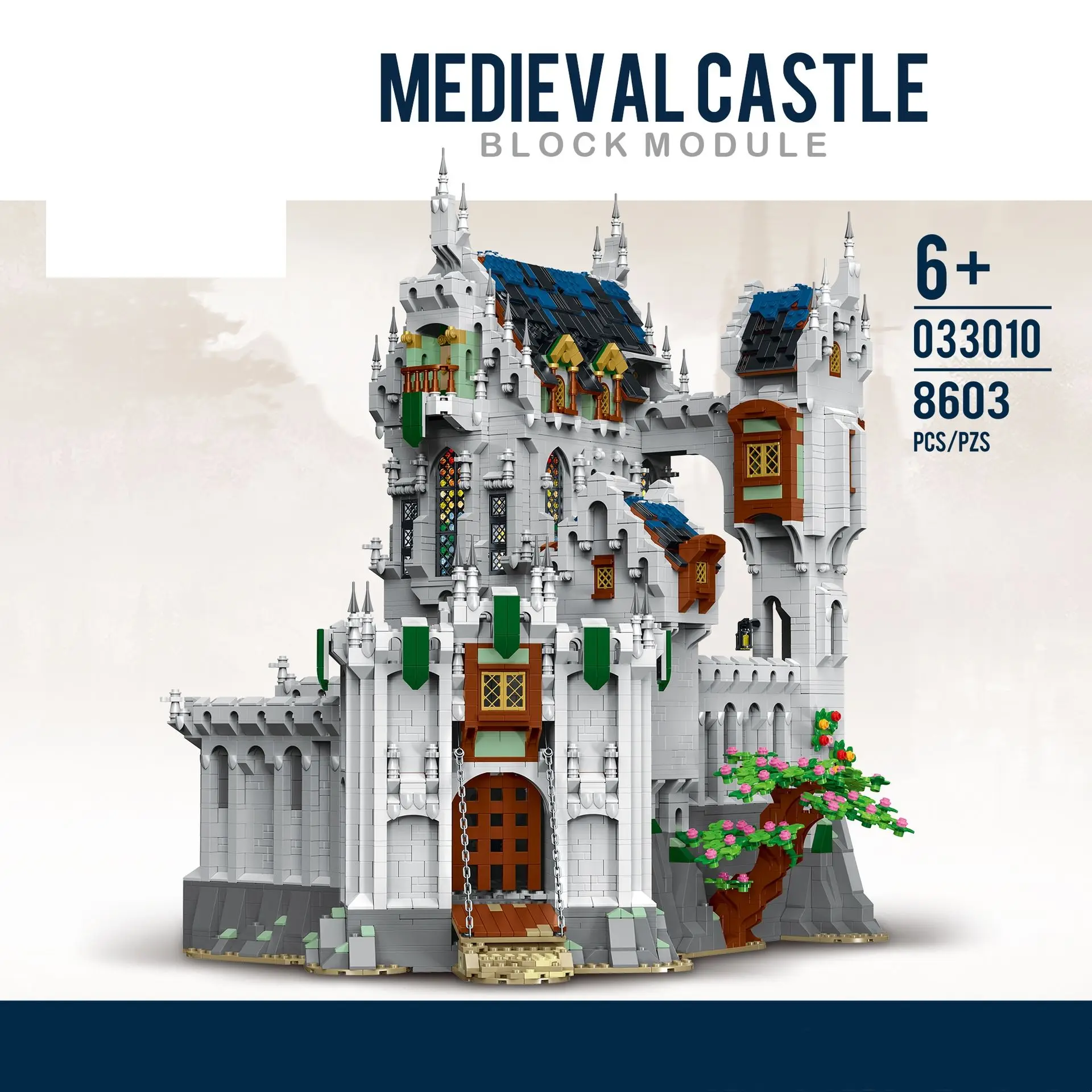 Mork Brick 033001-033011 Windmill Medieval Castle Ages 033010 Atreet View Model Assemble Building Block Set Plastic 10305 Toy