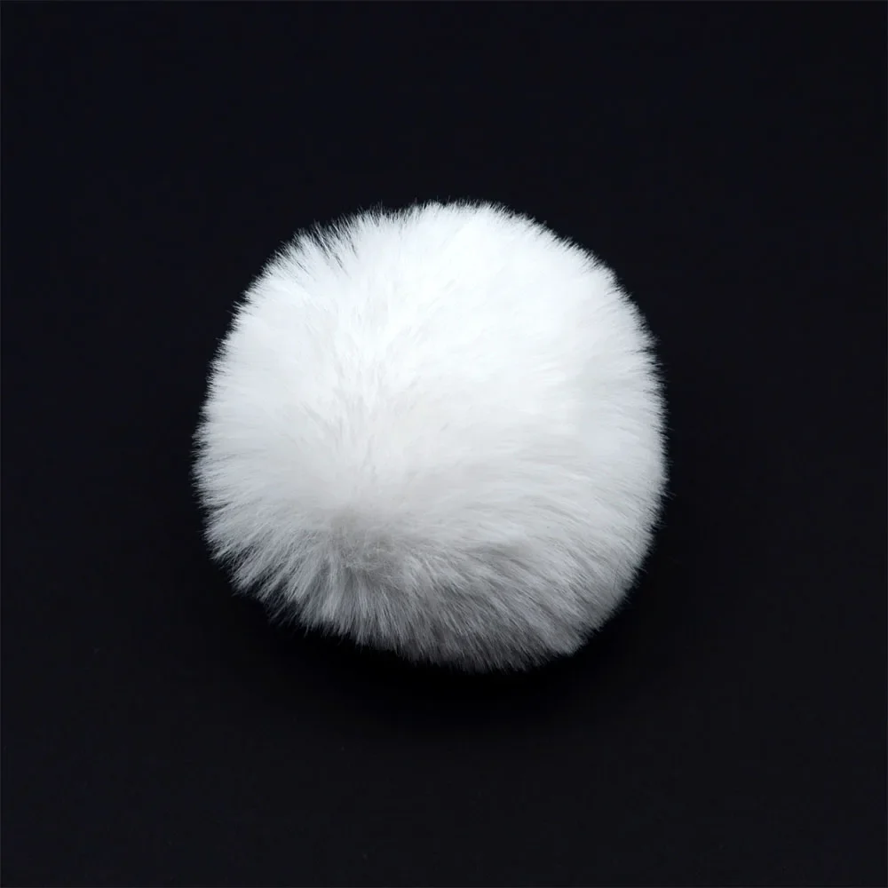 Faux fake handmade  fur pom poms pompom ball with elastic loop for clip knitting beanie