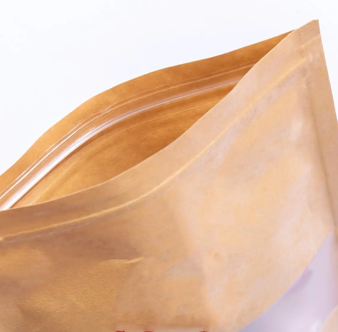 Stand Up Zipper Brown Kraft Paper Bag Resealable Zip lock Heat Seal able Food Storage Packaging Paper Bag With Clear Window