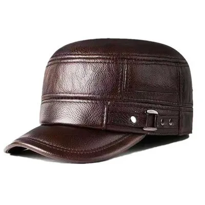 All matching fur outdoor leisure middle-aged and old-aged leather cap adult baseball cap