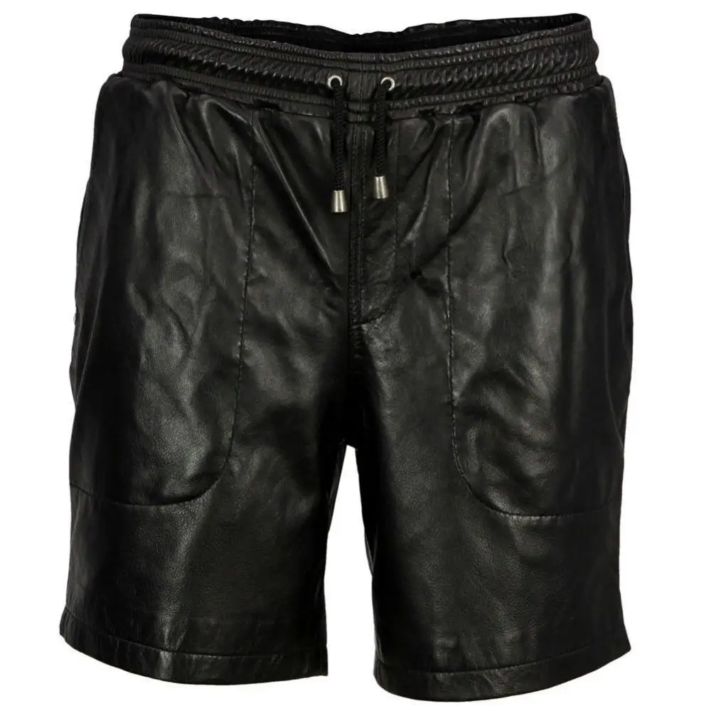 Real Leather Men Boxer Shorts Sexy Wet look Push Up Effect with Front Club wear bag