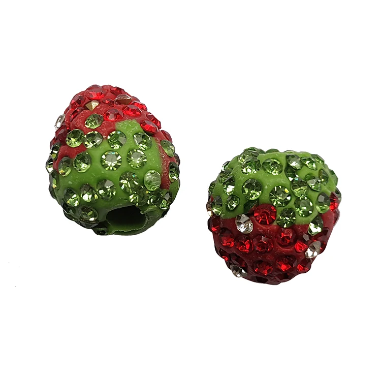 Wholesale Handmade Beads Jewelry Making Clay Rhinestone Beads Fruit Strawberry Pendant
