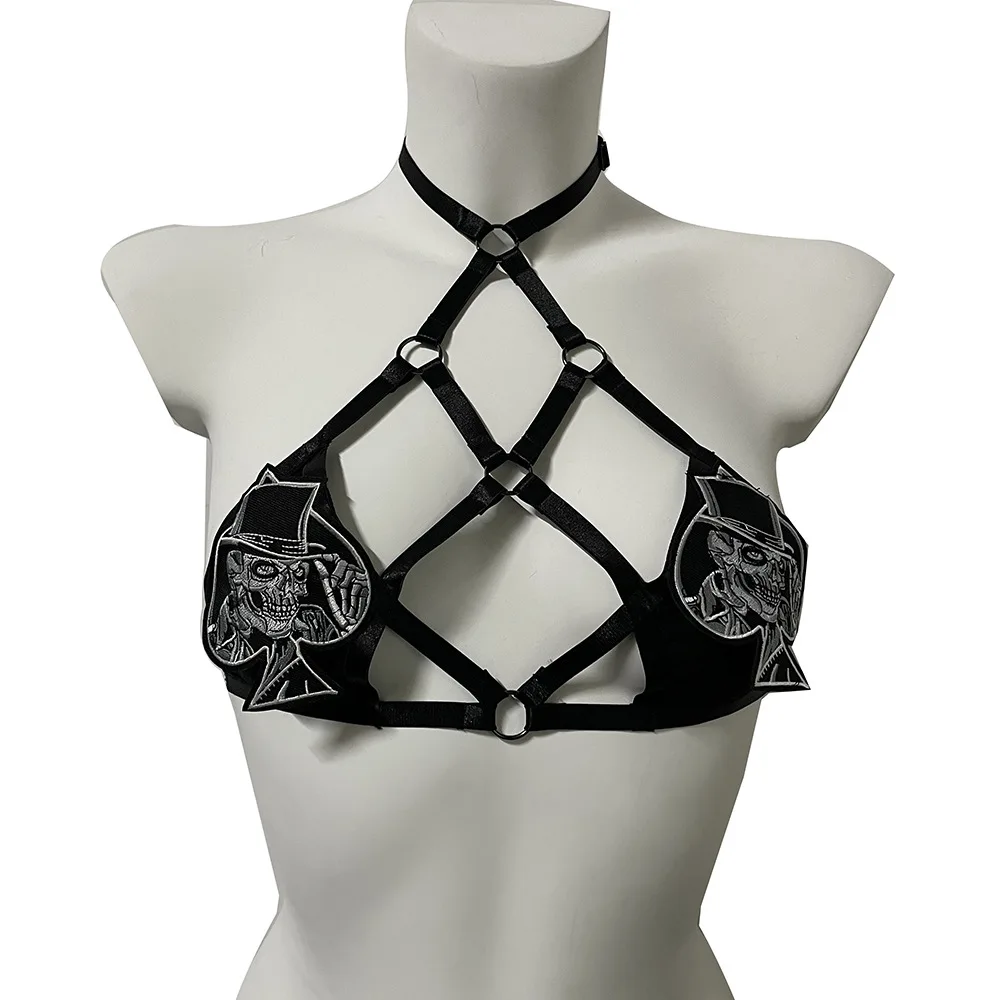 New Women BDSM Bandage Harness Top Strap Harness Bra  Halloween rave ball outfit Lingerie Hollow Out Sexy Elastic Cage Bra