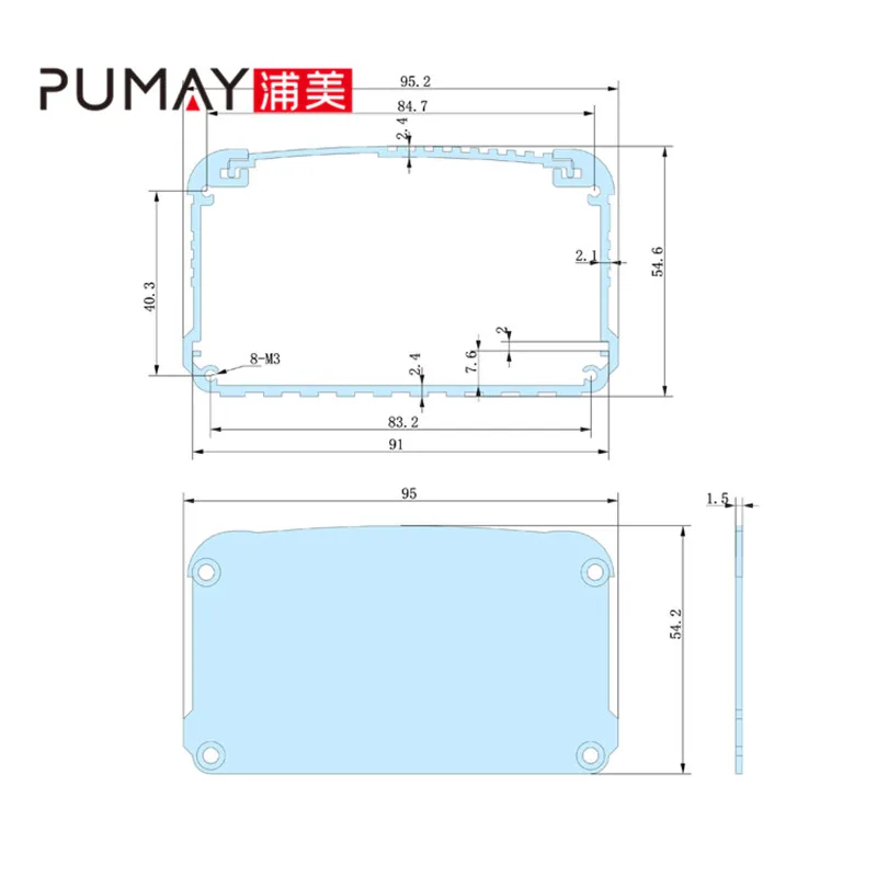 95x55-L aluminum case instrument enclosure manufacturers of enclosures