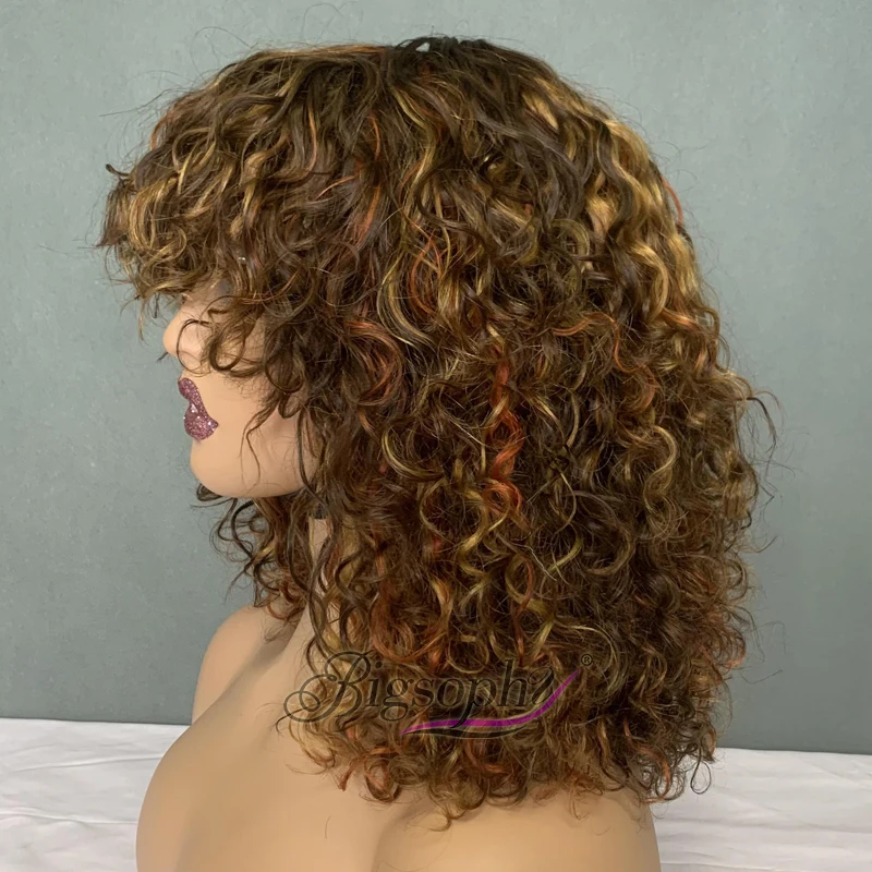 Best Price Unprocessed Virgin Human Hair Highlight Colour Luxury Hair Wigs,12Inch #P4/27/350 Luxury Curl Fringe Bob Wigs Vendors
