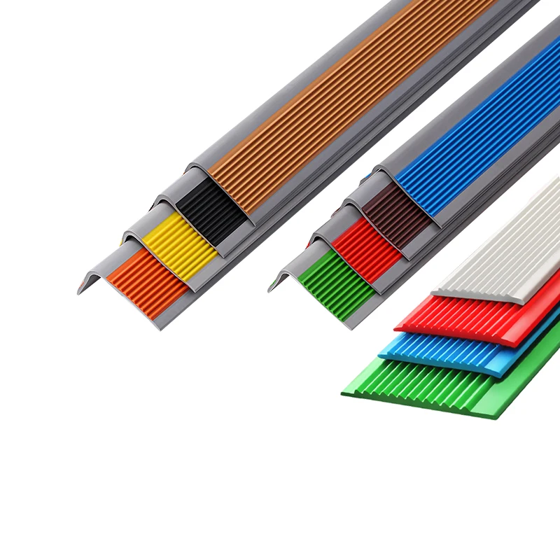 Self-adhesive Anti slip PVC rubber stair nosing edge trim protective strip pvc stair anti-slip strip
