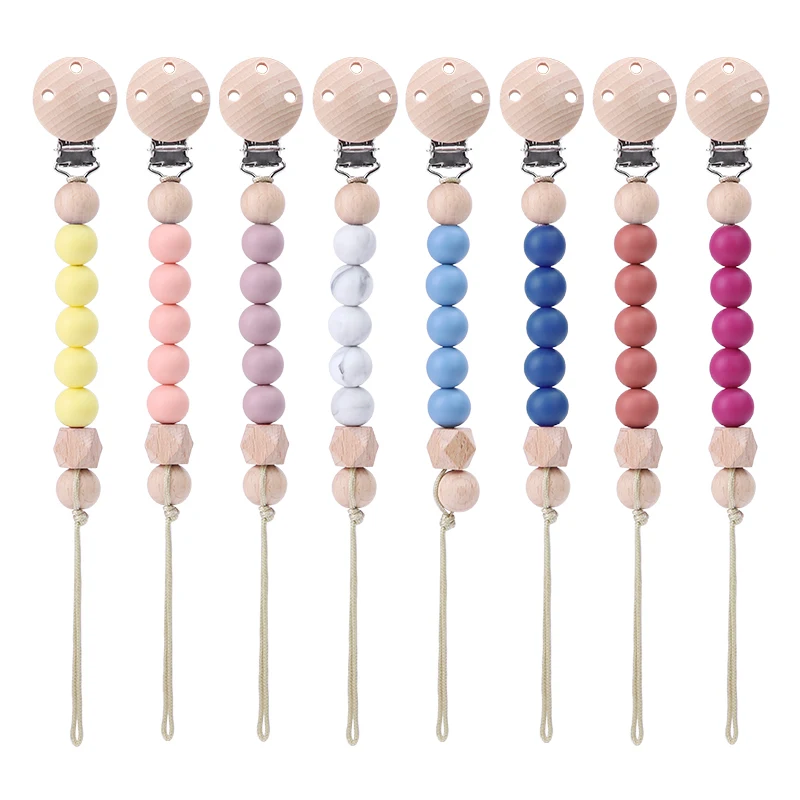 Hot Sale Sublimation Beads Soothe Dummy Clip Silicone Baby Pacifier Holder Clip