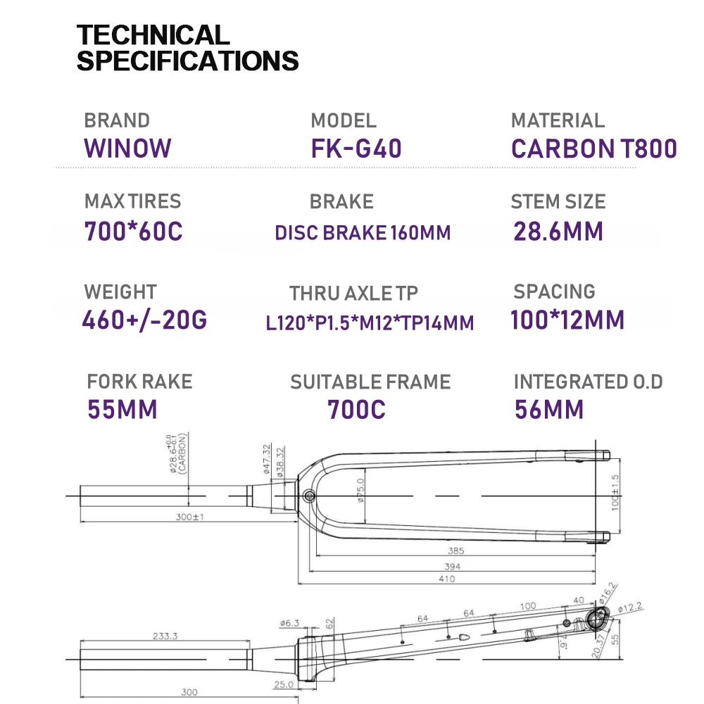 Newest 700C*60C Gravel Road Bike Full Carbon Fibre Cyclocross Travel Flat Disc Brake Thru Axle Fork Tapered