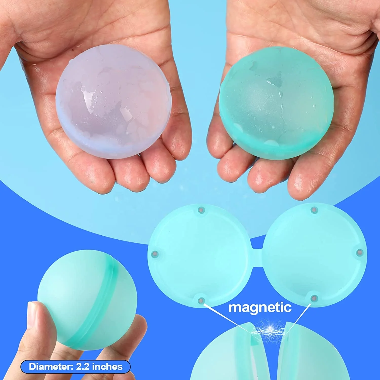 Newest 6 pcs magnets magnetic Magic water balloons quick fill self sealing reusable water splash ball water bomb balls for kids