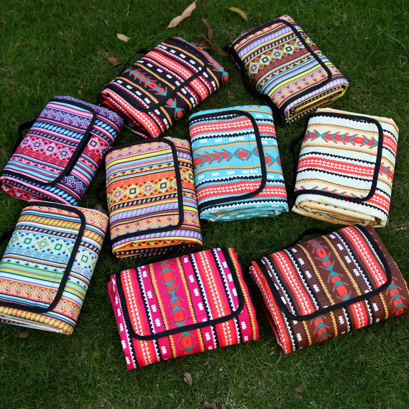 
Waterproof Portable Camping Mat Retro Printed Outdoor Picnic Beach Blanket For Multiplayer Foldable Sleeping Hiking Mats 