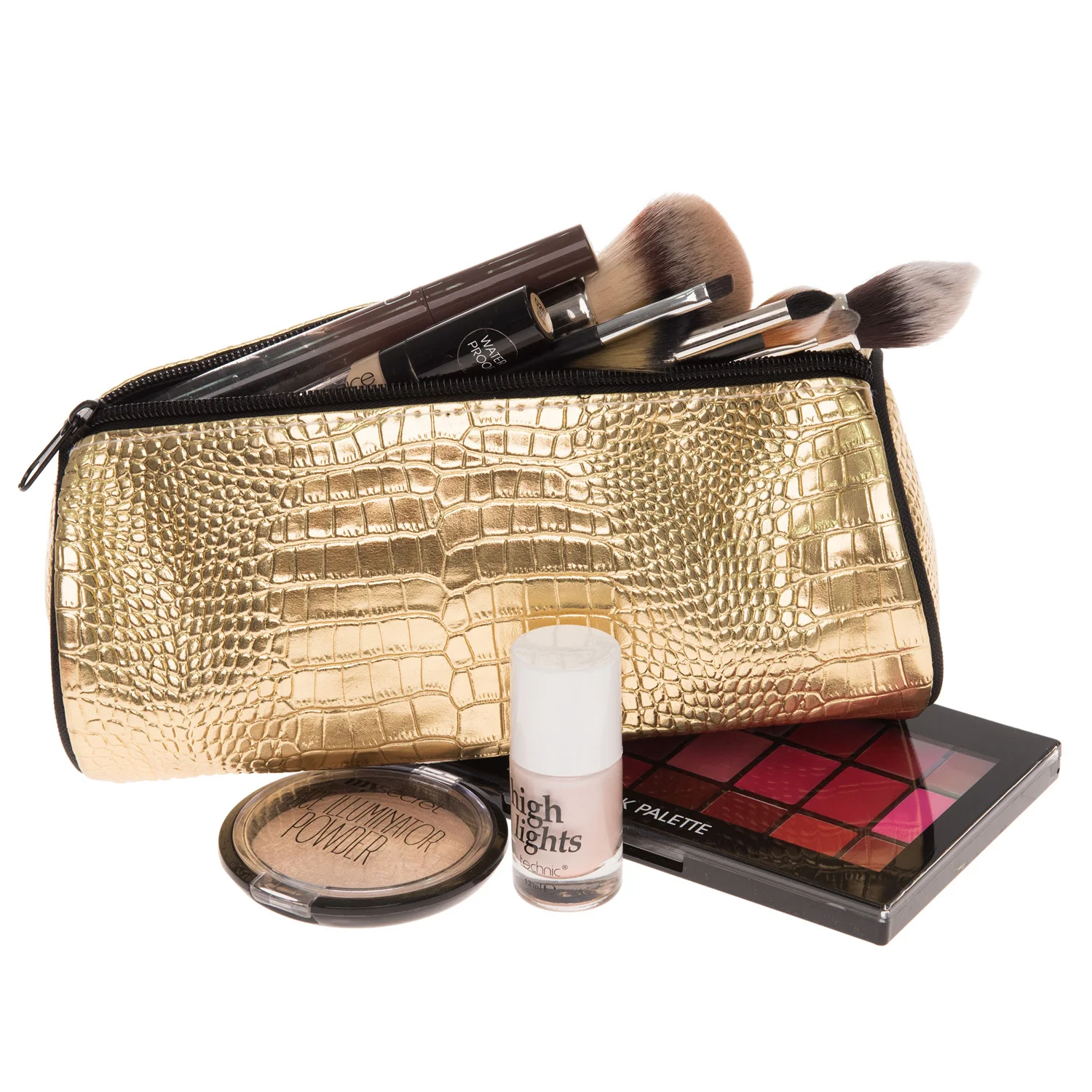 Кожаная сумка для макияжа пенал унисекс полиуретановая косметическая сумка для кистей