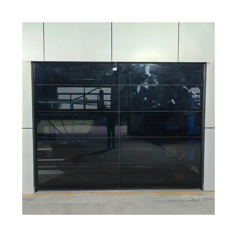 Aluminum Panel sliding up Garage Door For Residential Buildings One Way Transparent Glass panel with automatic motor