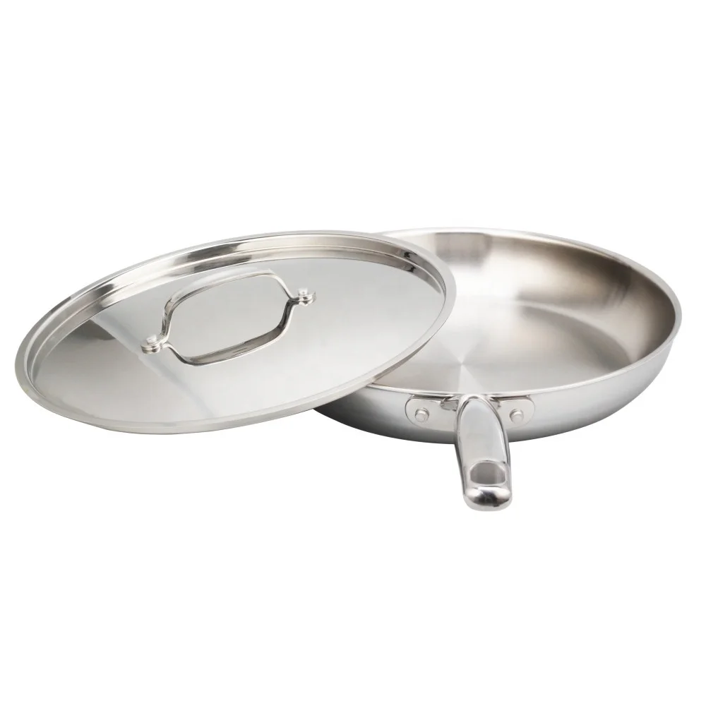 Stainless Steel Tri-ply Cookware, 12-Inch Fry Pan with Lid